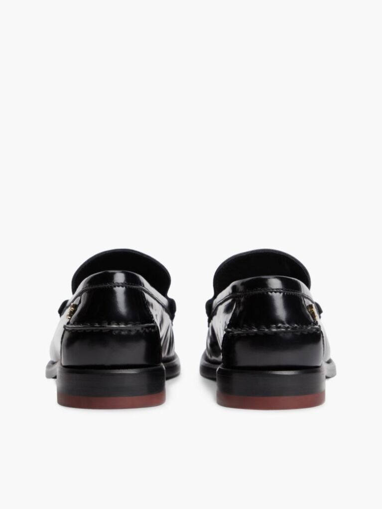 Black New York Label Shiny Leather Tassel Loafers  Women