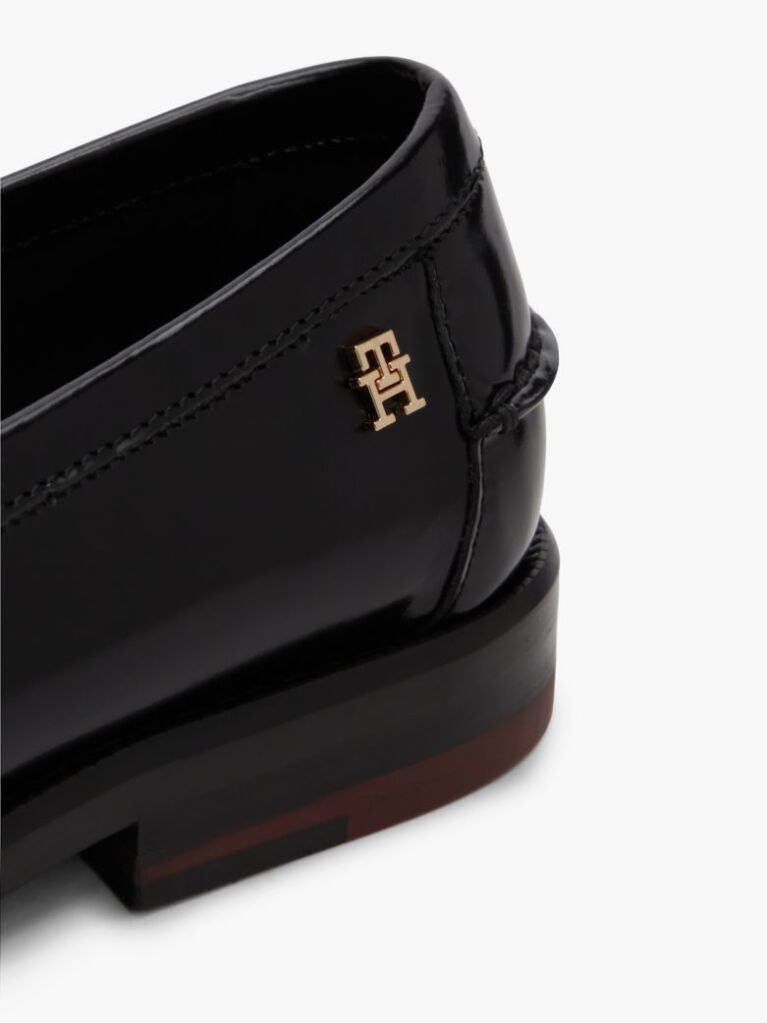 Black New York Label Shiny Leather Tassel Loafers  Women