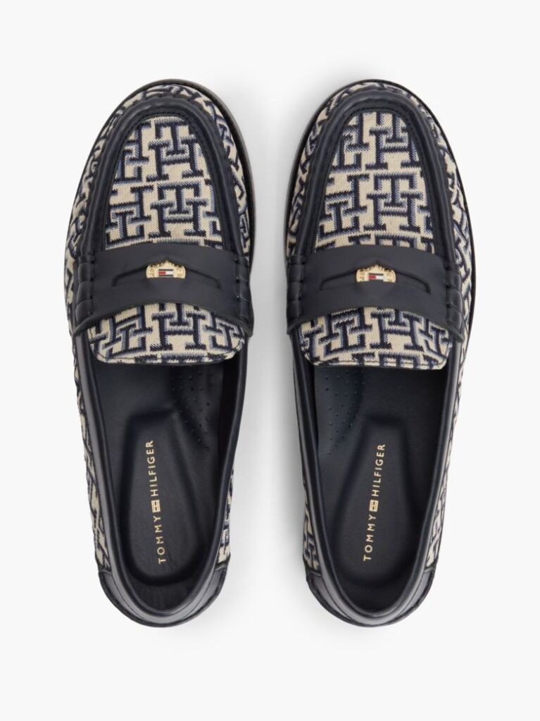 Blue TH Monogram Penny Loafers  Women