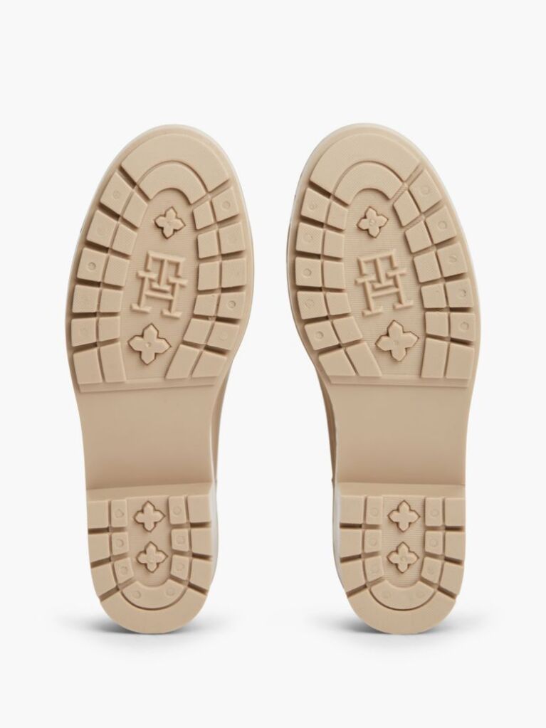 Beige Shiny Buckle Cleat Rain Boots  Women