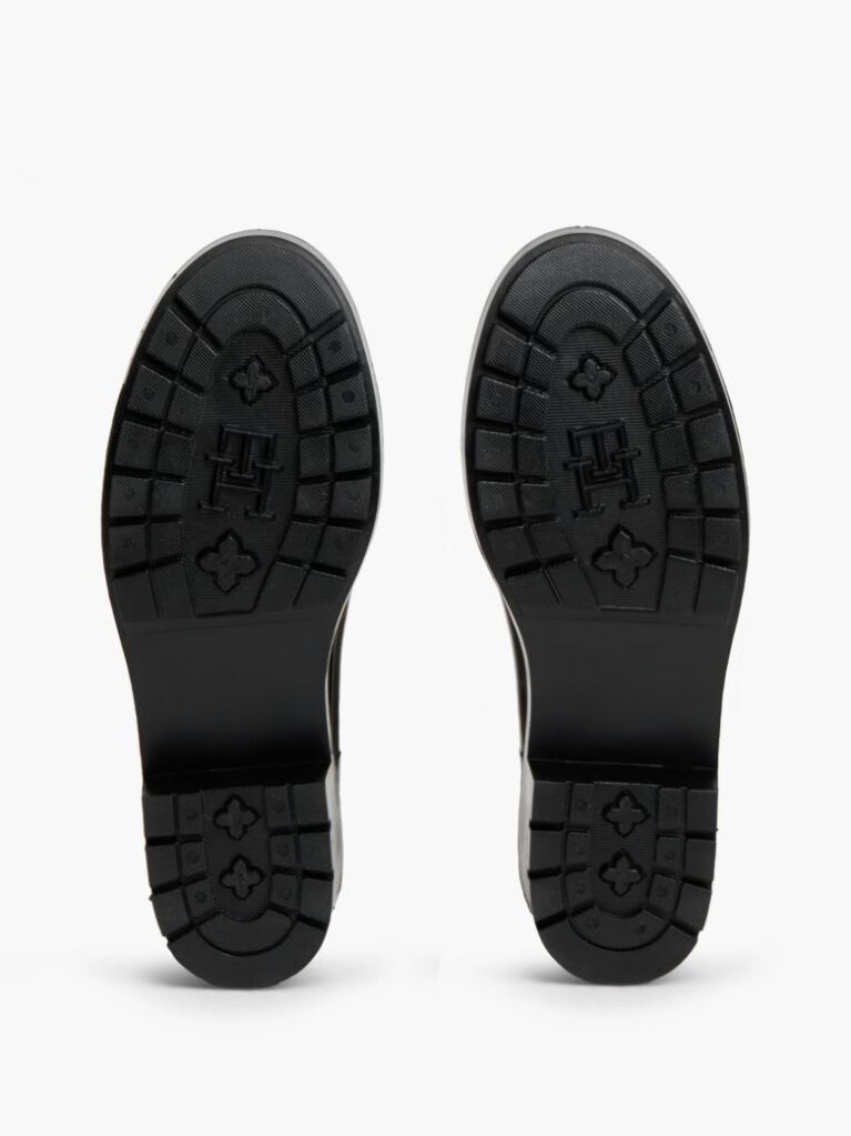 Black Shiny Buckle Cleat Rain Boots  Women