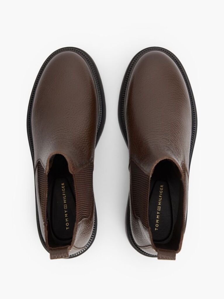 Brown Pebble Grain Leather Chelsea Boots  Women