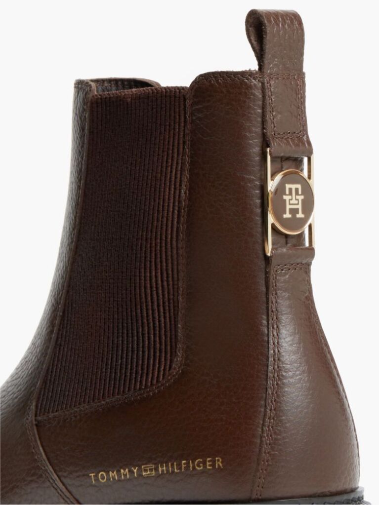 Brown Pebble Grain Leather Chelsea Boots  Women