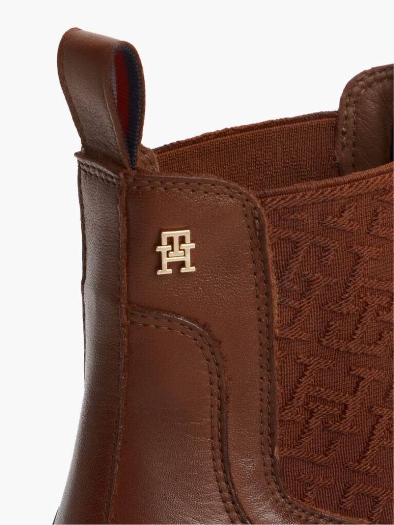 Καφέ Δερμάτινα Μποτάκια Chelsea Με TH Monogram  Γυναίκες