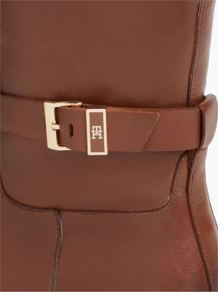 Καφέ TH Monogram Δερμάτινες Μπότες Με Αγκράφα  Γυναίκες
