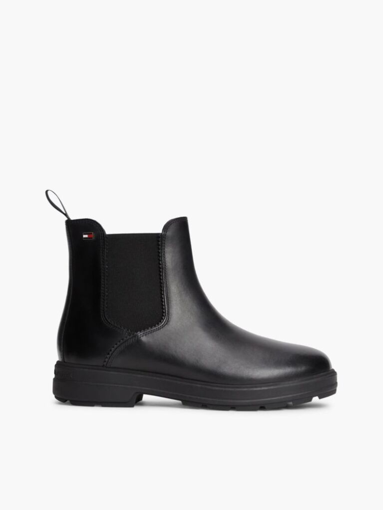 Black Outdoor Leather Chelsea Boots  Women