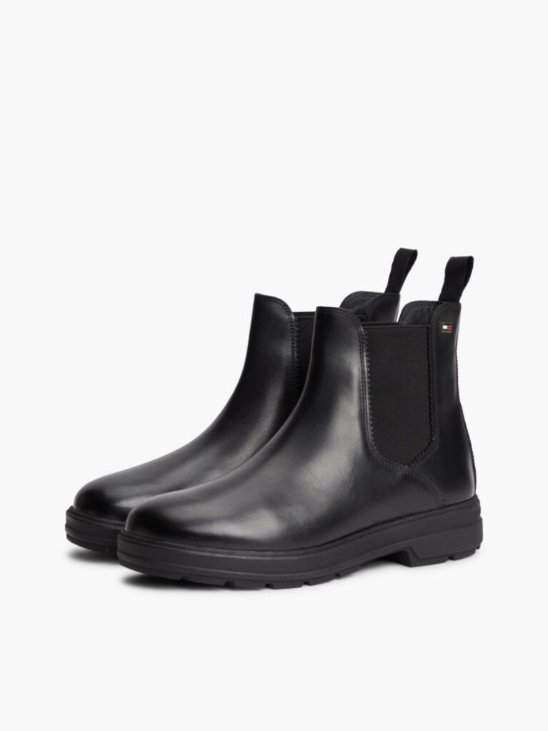 Black Outdoor Leather Chelsea Boots  Women