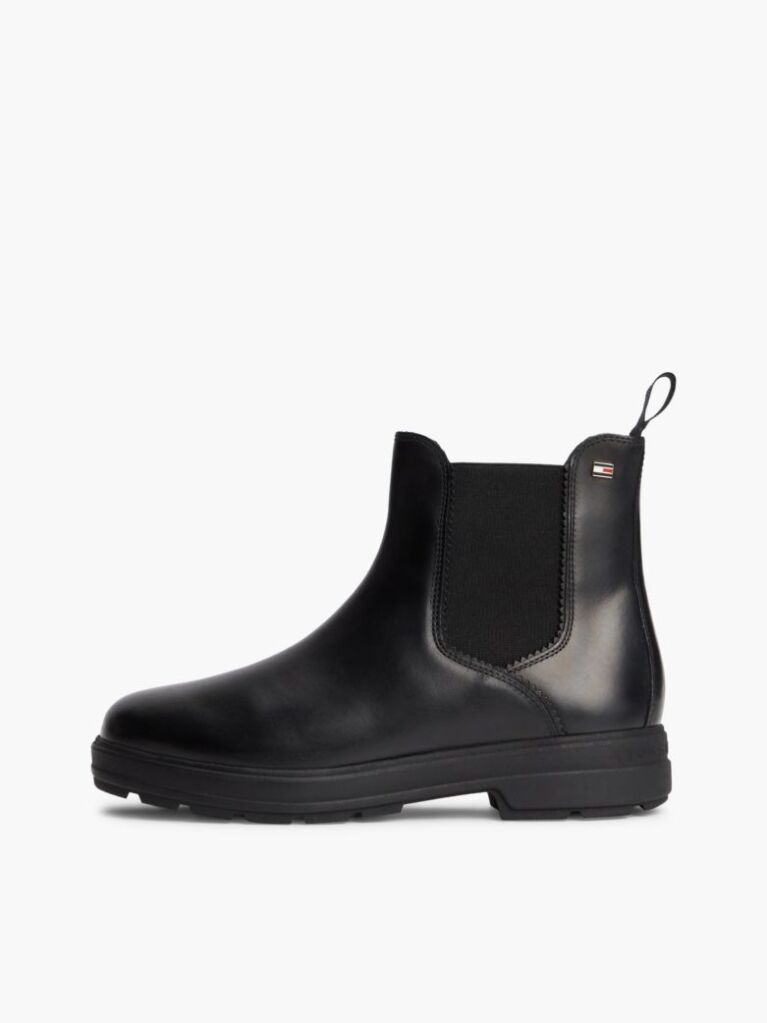 Black Outdoor Leather Chelsea Boots  Women