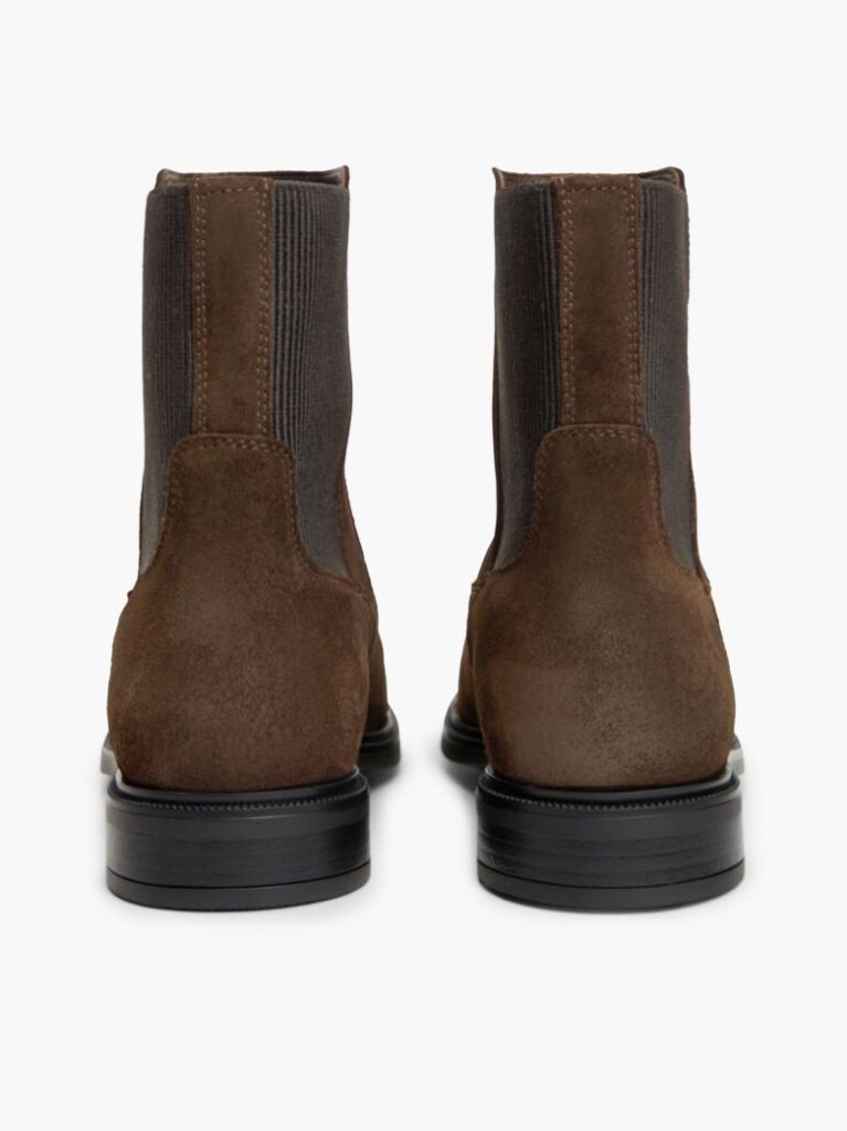 Brown Suede Enamel Flag Chelsea Boots  Women