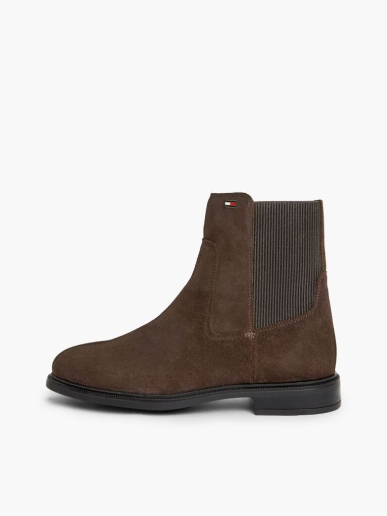 Brown Suede Enamel Flag Chelsea Boots  Women