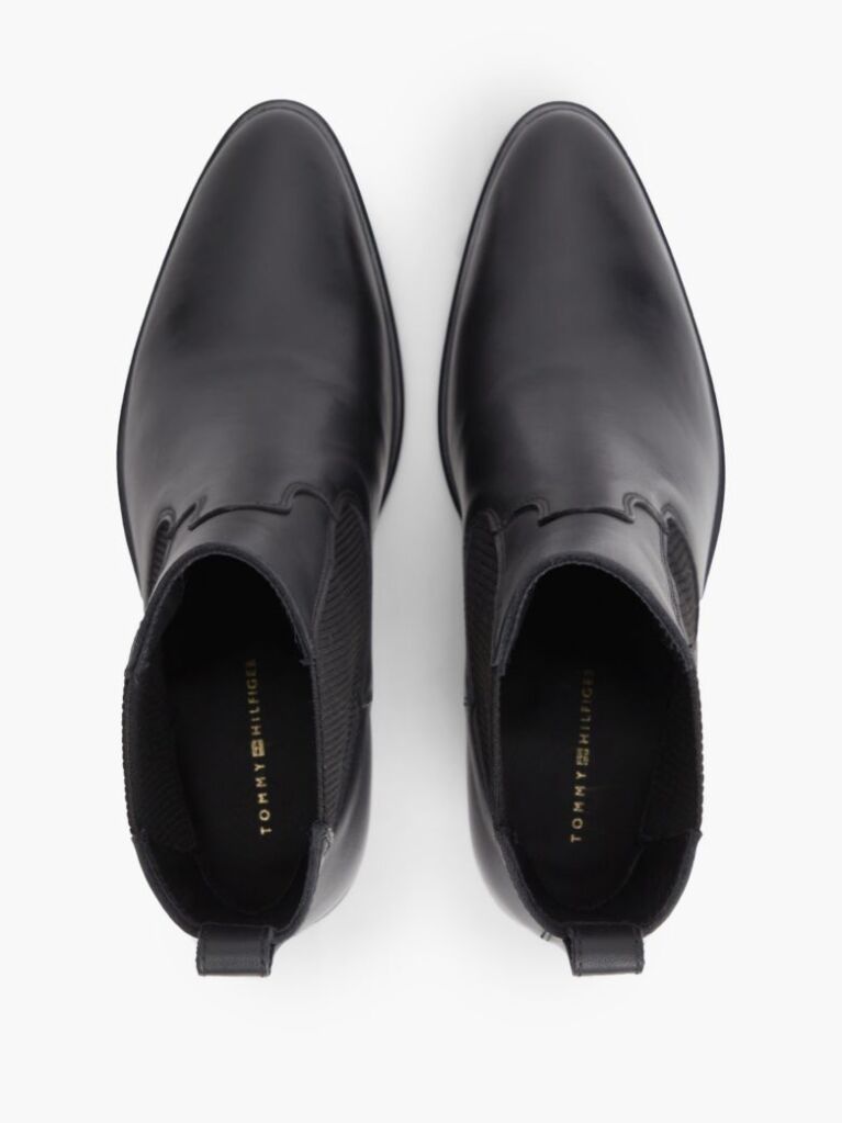 Black Leather Western Chelsea Boots  Women