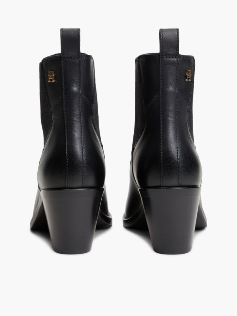 Black Leather Western Chelsea Boots  Women