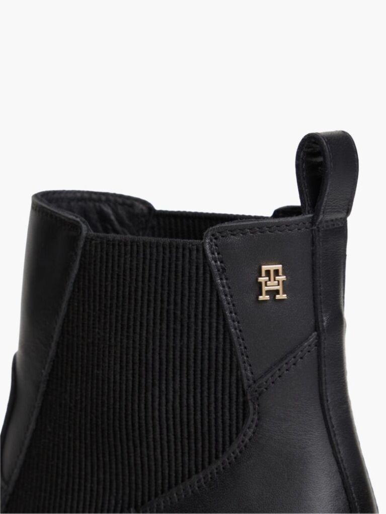 Black Leather Western Chelsea Boots  Women
