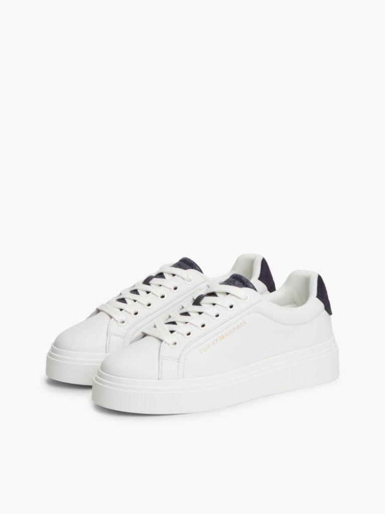 Μπεζ TH Monogram Δερμάτινα Sneakers Σε Στιλ Πλατφόρμας  Γυναίκες