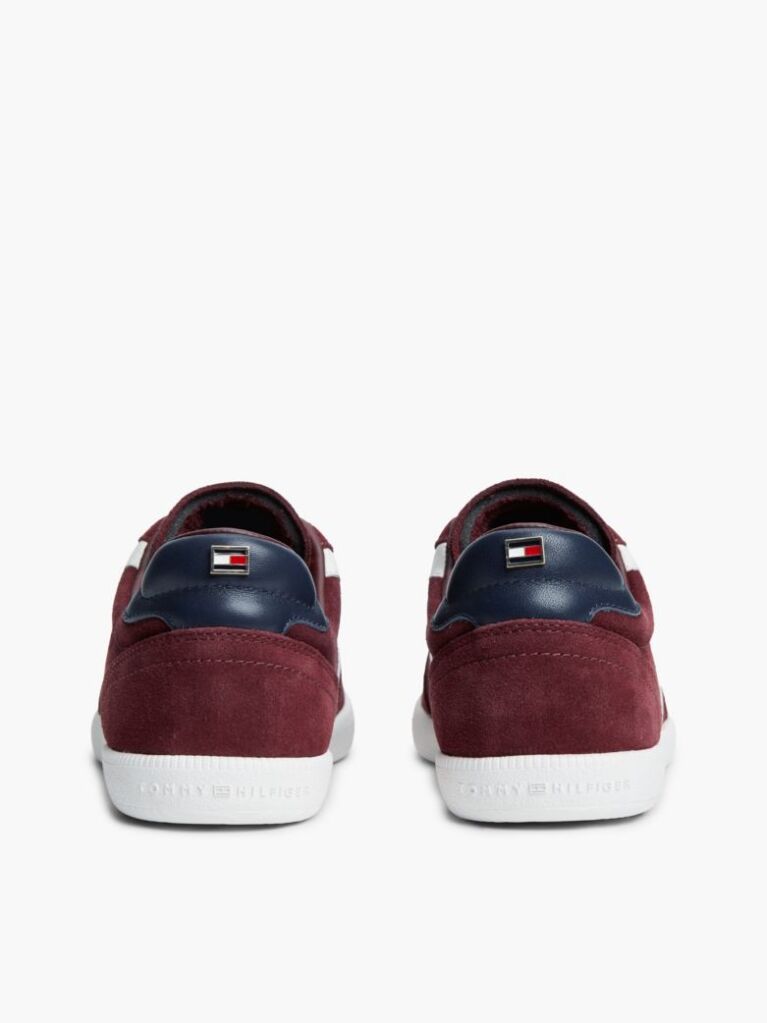 Red Suede Mixed Texture Enamel Flag Sneakers  Women
