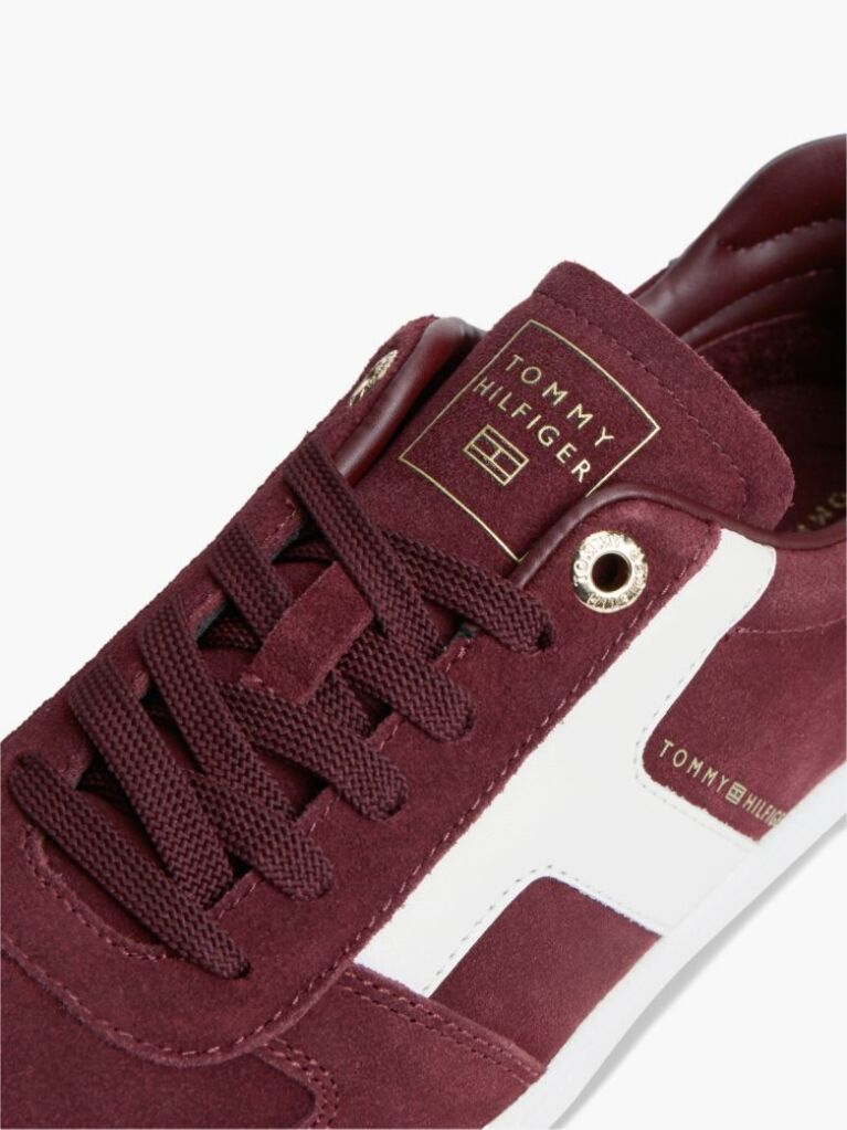 Red Suede Mixed Texture Enamel Flag Sneakers  Women