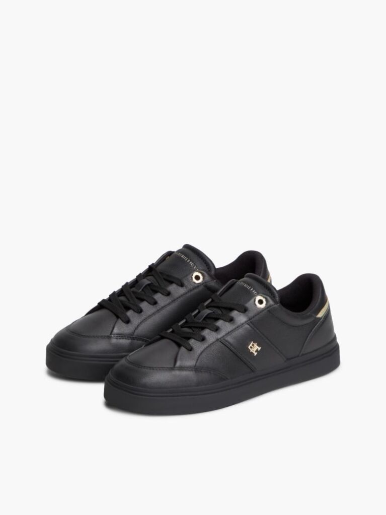 Μαύρο Δερμάτινα Sneakers Με Ανάγλυφο Φινίρισμα  Γυναίκες