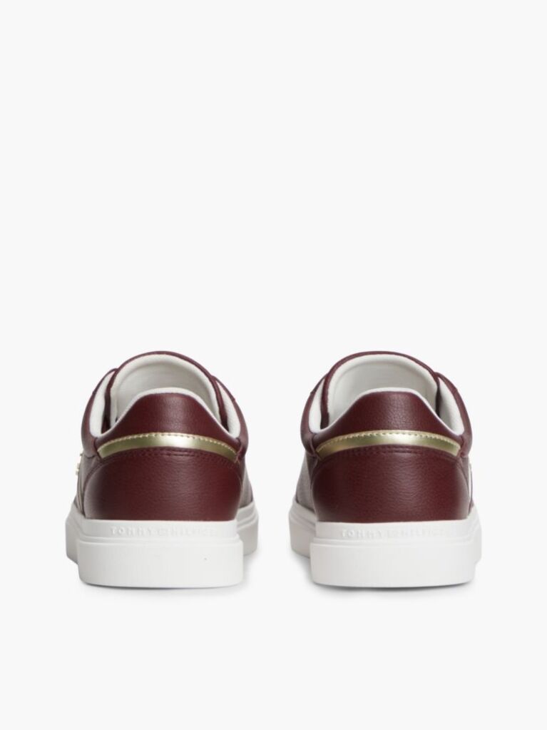 Red Pebble Grain Leather Cupsole Sneakers  Women