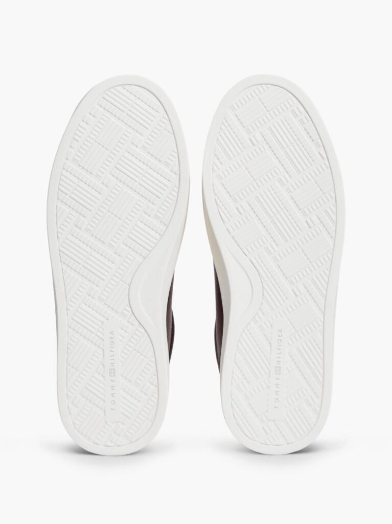 Red Pebble Grain Leather Cupsole Sneakers  Women