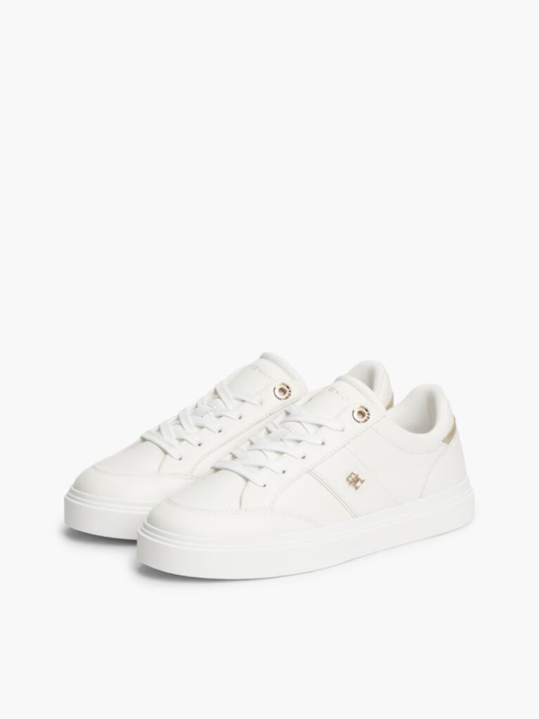 Beige Pebble Grain Leather Cupsole Sneakers  Women