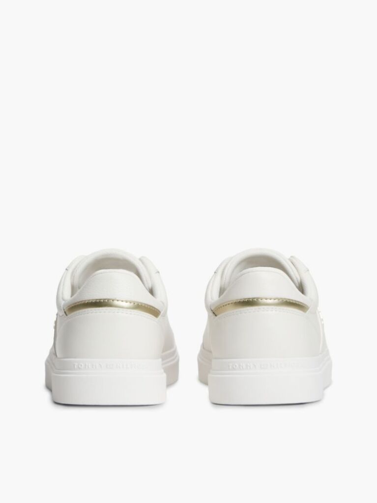 Beige Pebble Grain Leather Cupsole Sneakers  Women