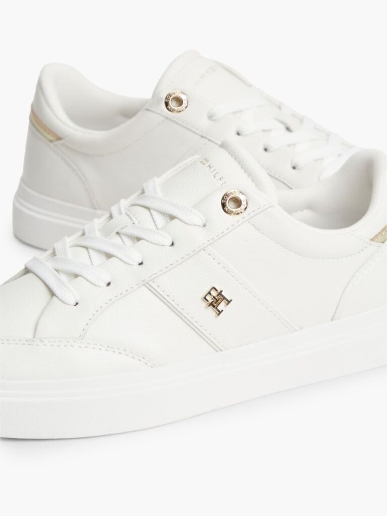 Beige Pebble Grain Leather Cupsole Sneakers  Women