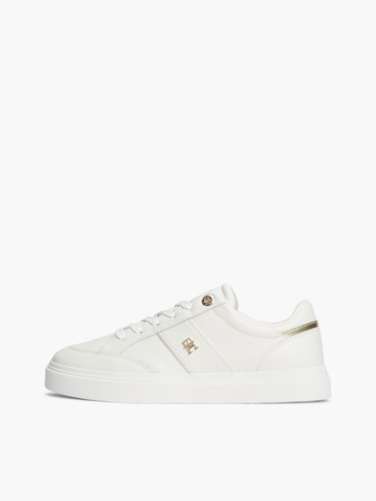 Beige Pebble Grain Leather Cupsole Sneakers  Women