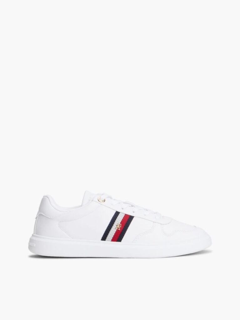 Άσπρο Δερμάτινα Sneakers Με Global Ριγέ Λεπτομέρεια  Γυναίκες