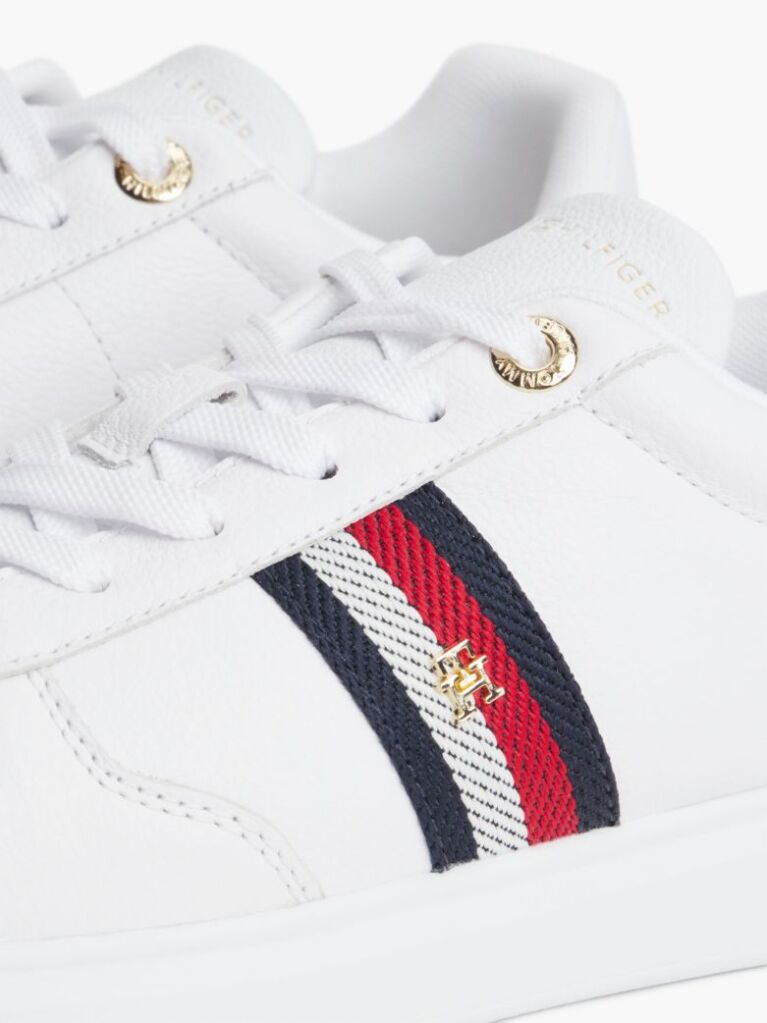 Άσπρο Δερμάτινα Sneakers Με Global Ριγέ Λεπτομέρεια  Γυναίκες