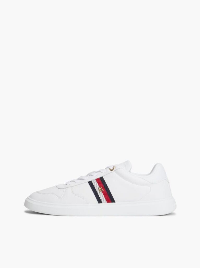 Άσπρο Δερμάτινα Sneakers Με Global Ριγέ Λεπτομέρεια  Γυναίκες