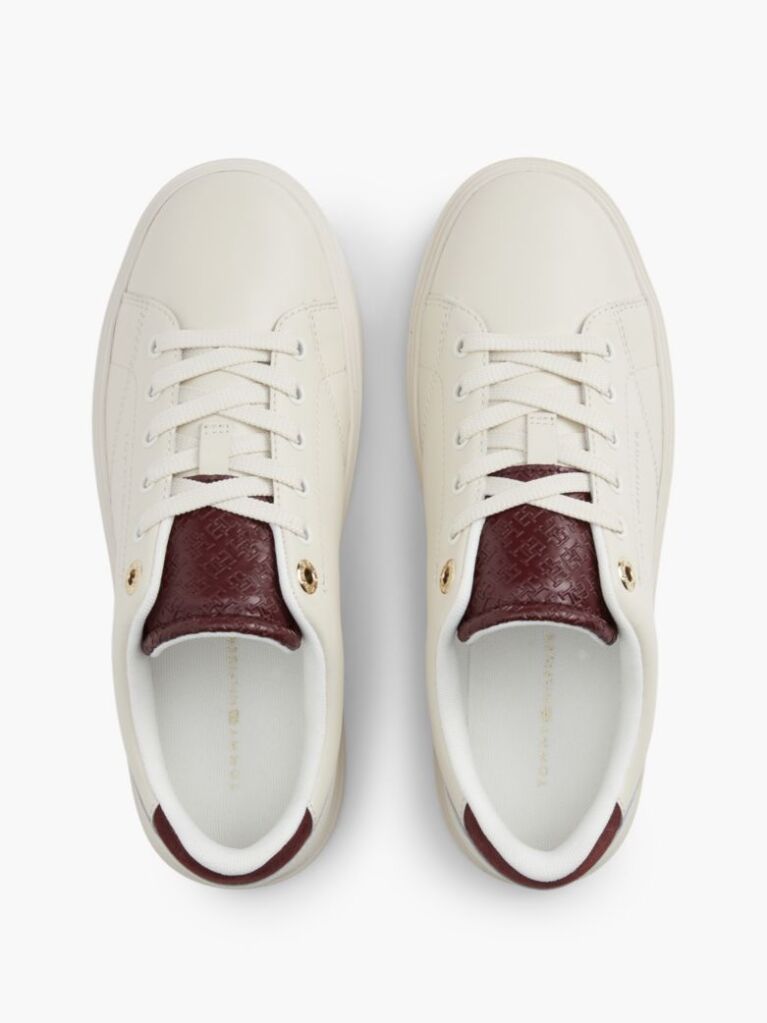 Beige TH Monogram Leather Cupsole Sneakers  Women