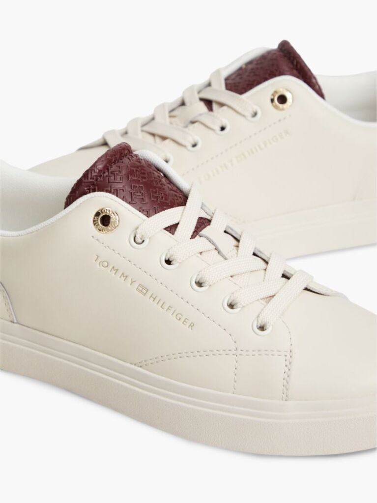 Beige TH Monogram Leather Cupsole Sneakers  Women