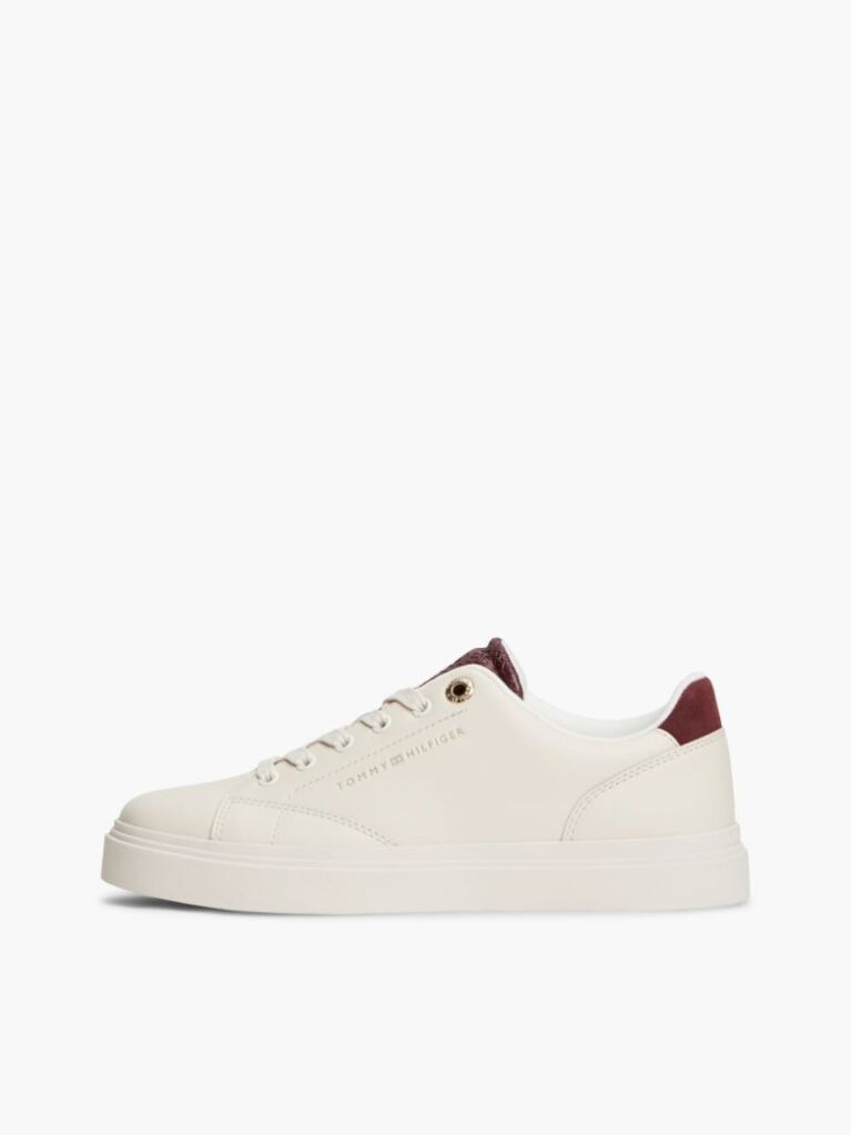 Beige TH Monogram Leather Cupsole Sneakers  Women