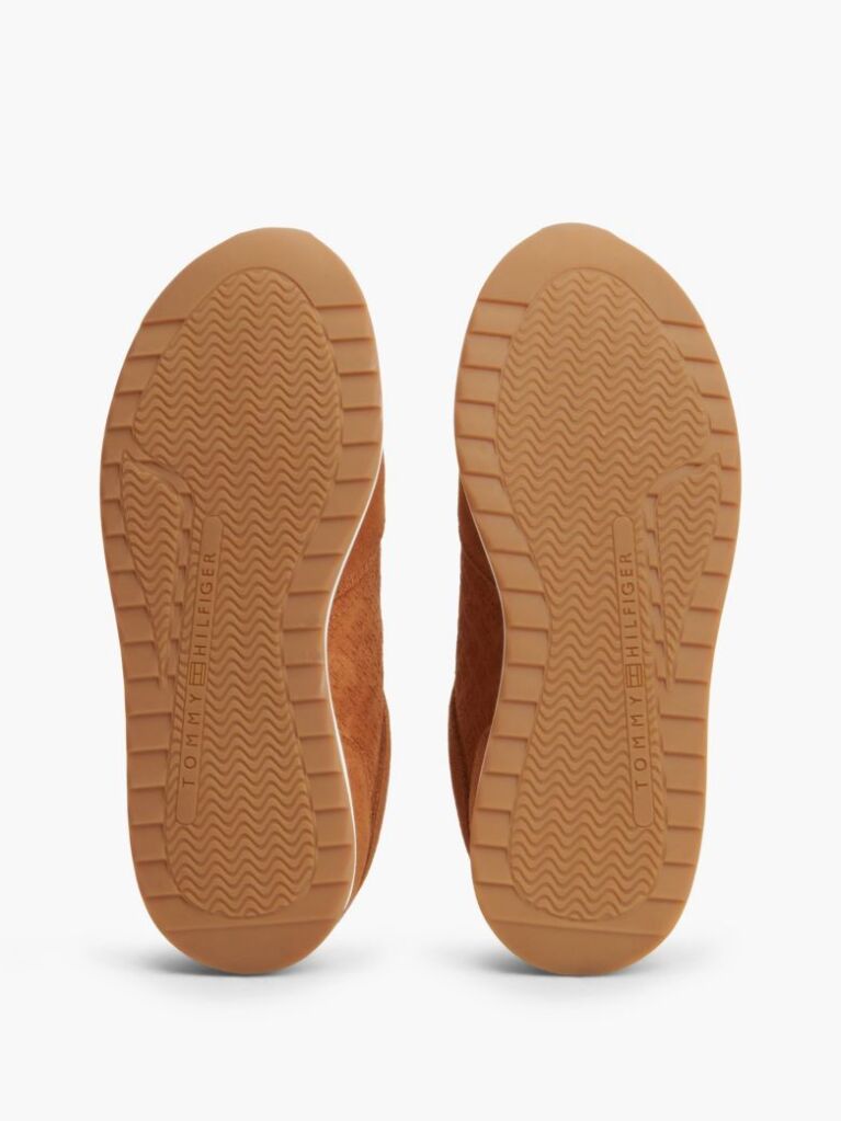Brown TH Monogram Plaque Suede Sneakers  Women
