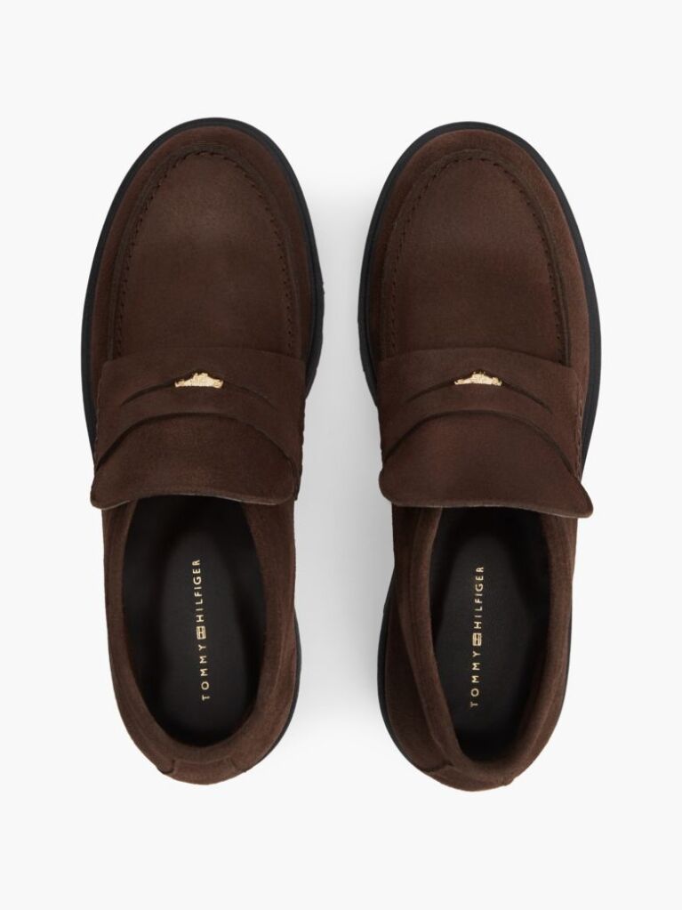 Καφέ TH Monogram Σουέτ Μποτάκια Σε Στιλ Loafer   Γυναίκες