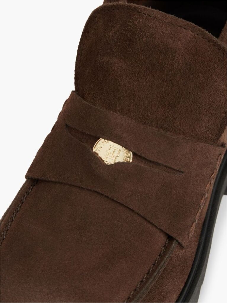 Καφέ TH Monogram Σουέτ Μποτάκια Σε Στιλ Loafer   Γυναίκες