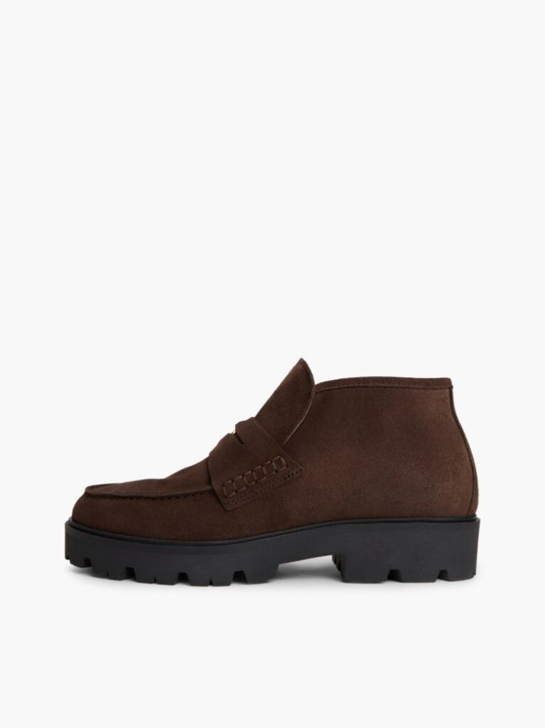 Καφέ TH Monogram Σουέτ Μποτάκια Σε Στιλ Loafer   Γυναίκες