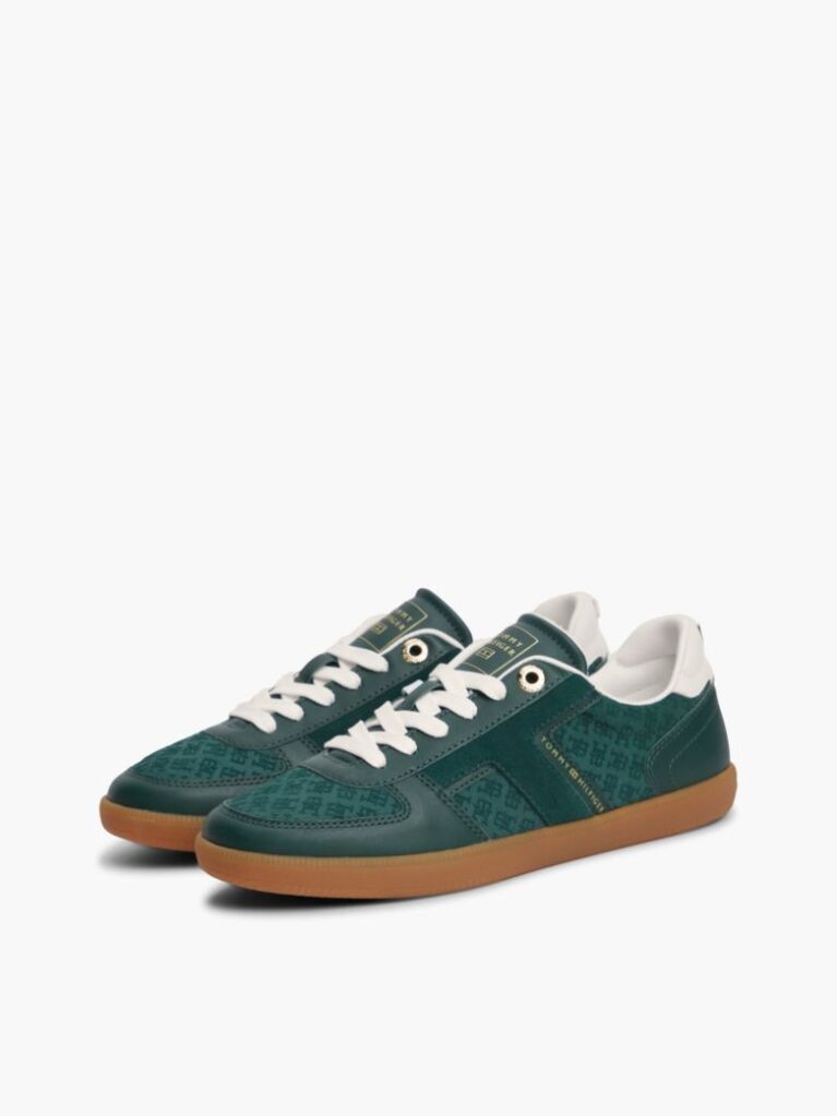Πράσινο Δερμάτινα Sneakers Με Ανάγλυφο Σχέδιο TH Monogram   Γυναίκες