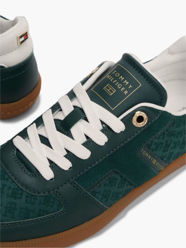 Πράσινο Δερμάτινα Sneakers Με Ανάγλυφο Σχέδιο TH Monogram   Γυναίκες