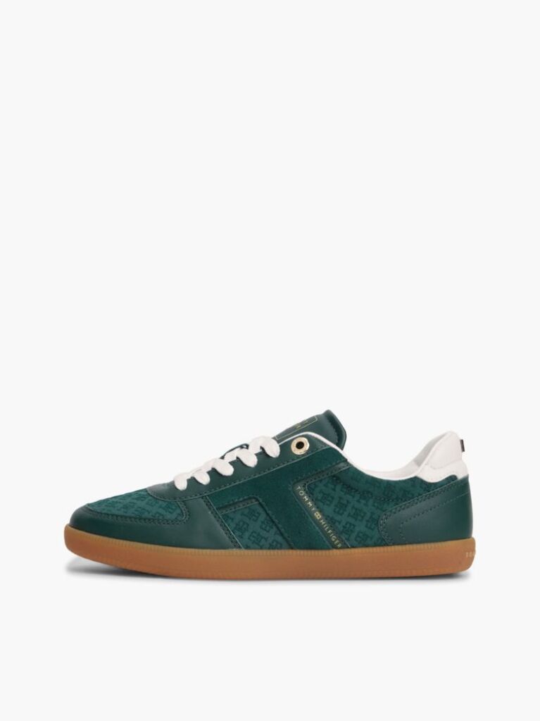 Πράσινο Δερμάτινα Sneakers Με Ανάγλυφο Σχέδιο TH Monogram   Γυναίκες