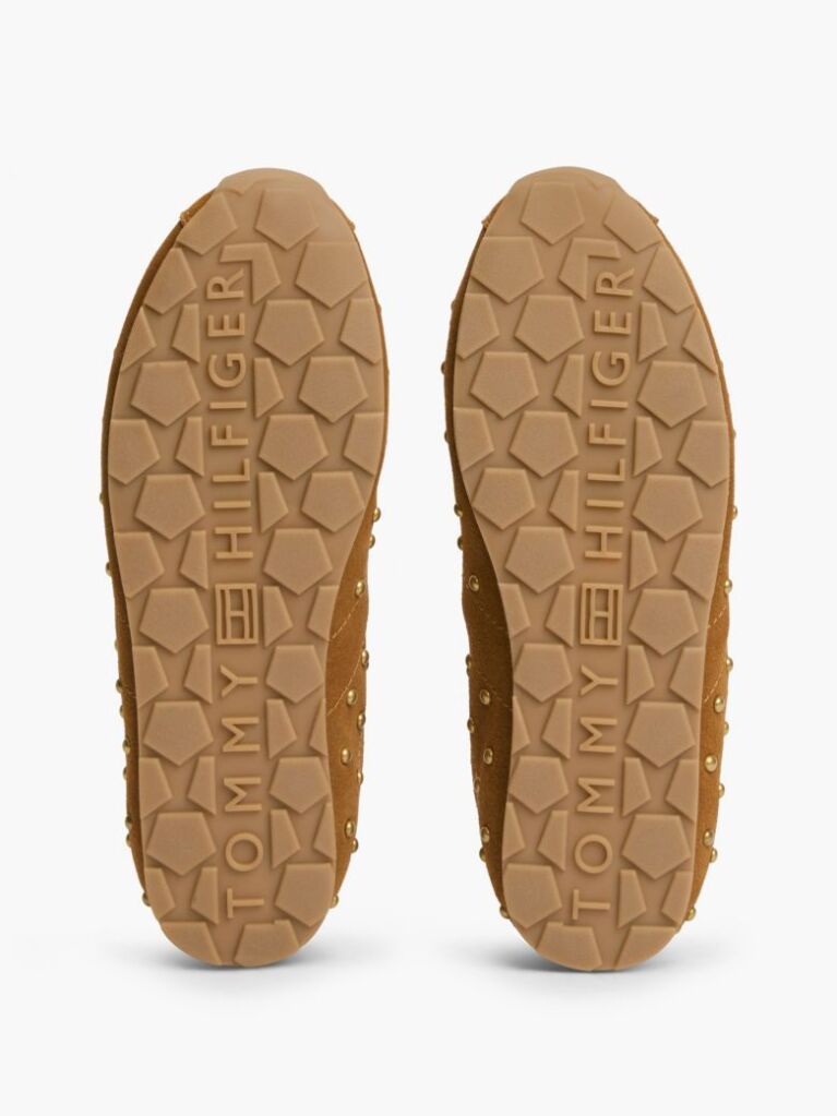 Brown Suede Studded Low Profile Sneakers  Women