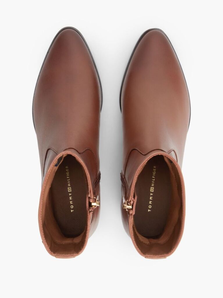 Brown Leather Zip-Up Ankle Boots  Women