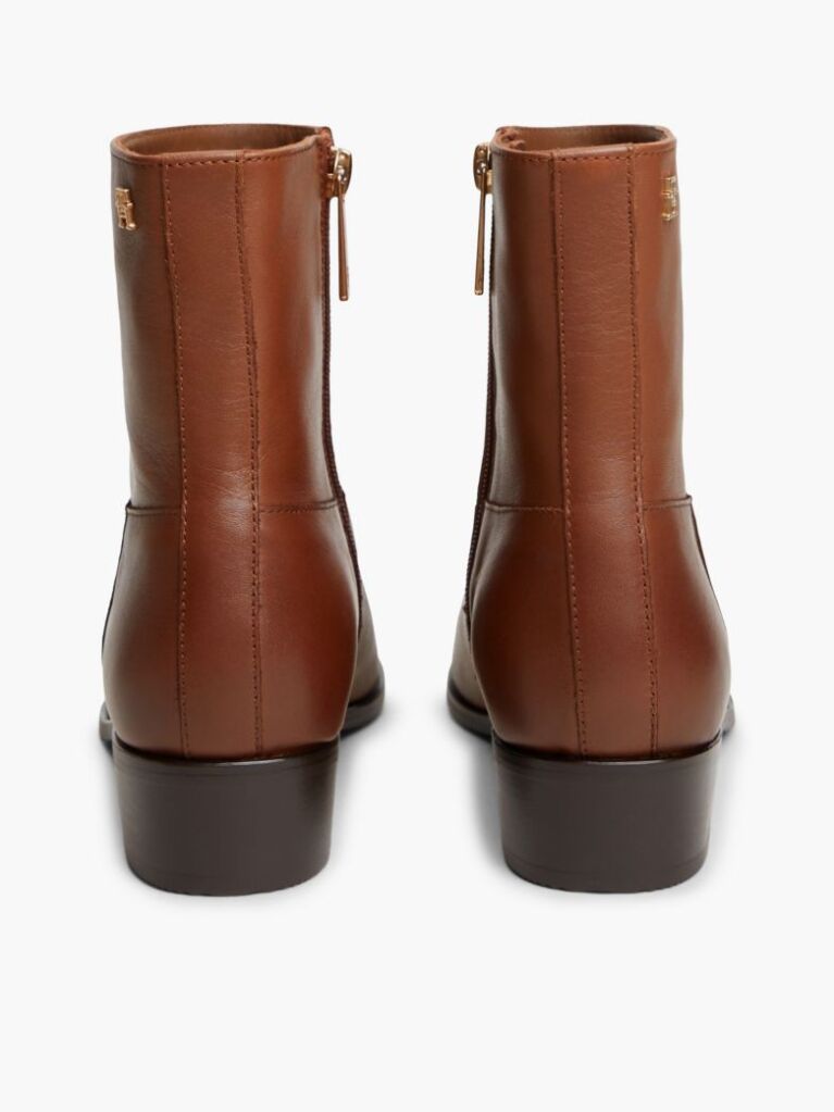 Brown Leather Zip-Up Ankle Boots  Women