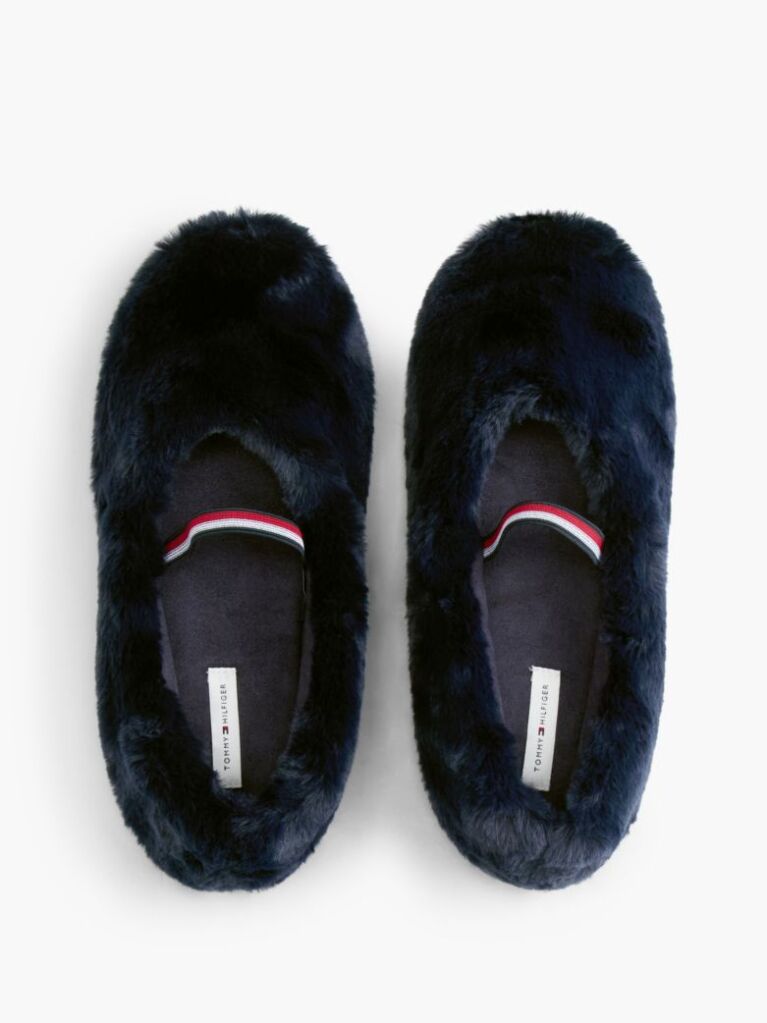 Blue Faux Fur Ballerina Slippers  Women