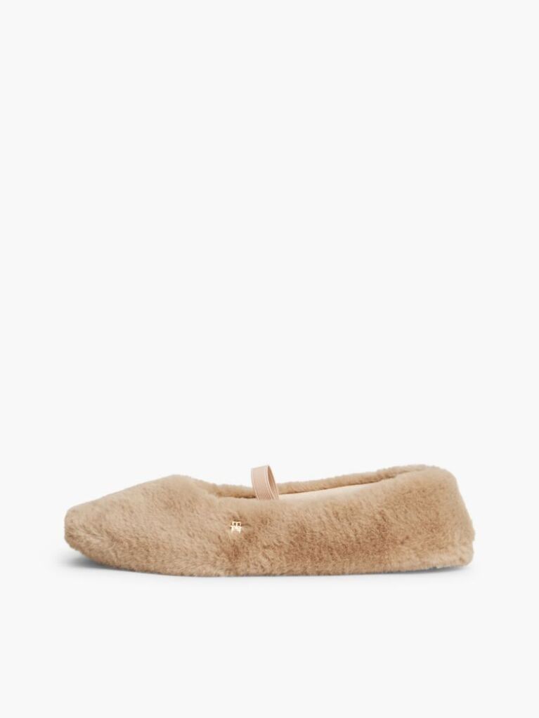 Pink Faux Fur Ballerina Slippers  Women