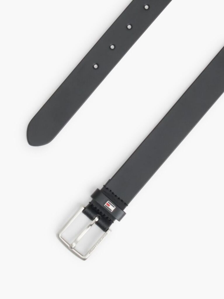 Black Kids' Square Buckle Leather Belt  Kids Unisex