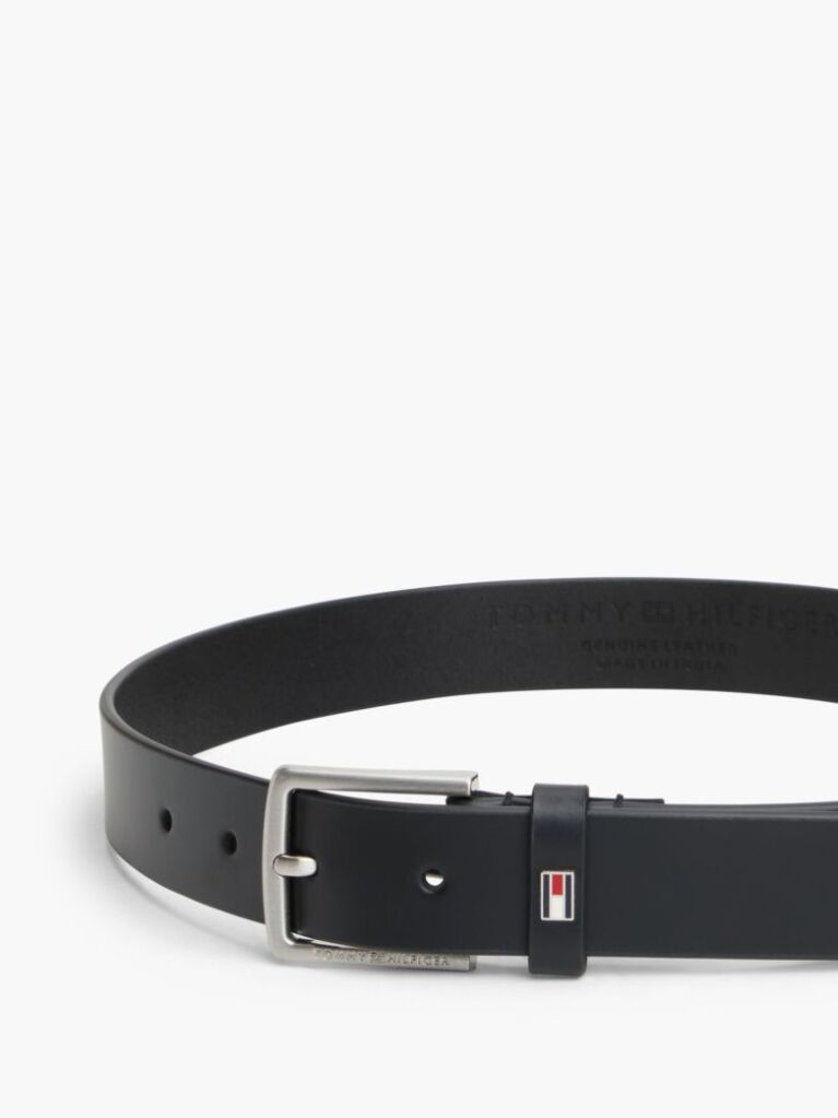 Black Kids' Square Buckle Leather Belt  Kids Unisex