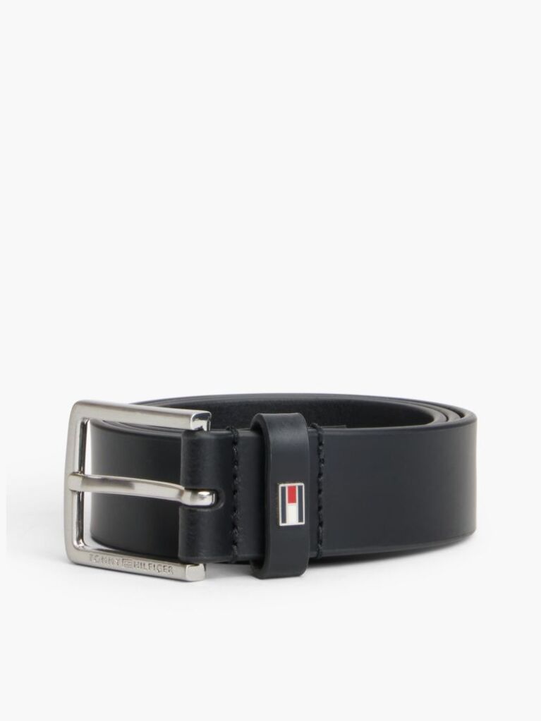Black Kids' Square Buckle Leather Belt  Kids Unisex