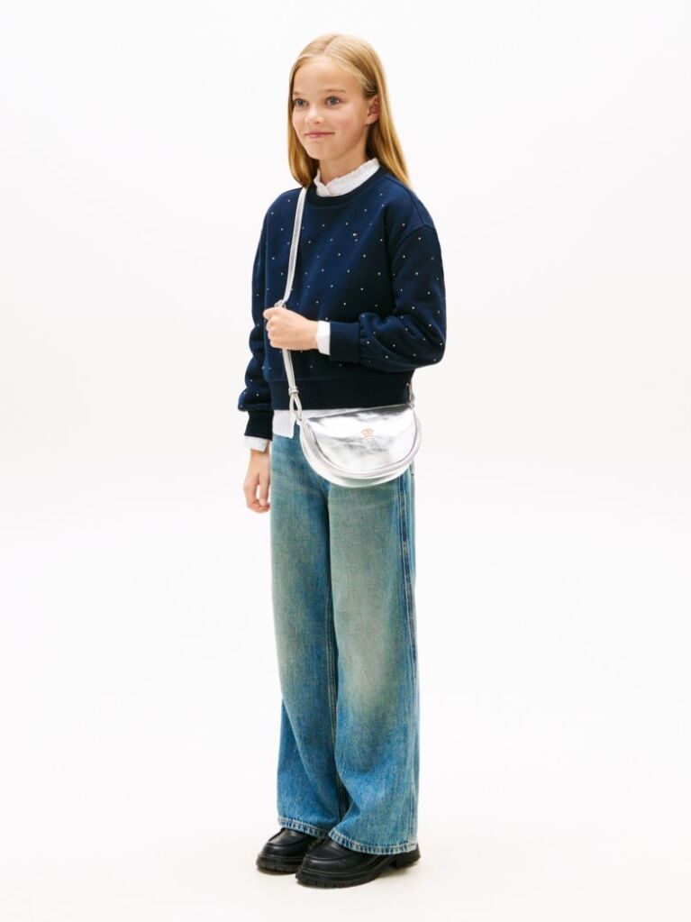 Silver Kids' Festive Metallic Moon Crossbody Bag  Kids Unisex