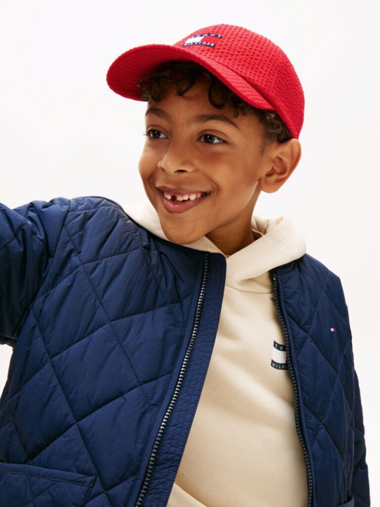 Red Kids' Wavy Flag Seersucker Baseball Cap  Kids Unisex